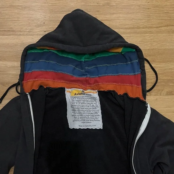 Aviator Nation ✨rare✨ rainbow hoodie quilted lining, M (fits S or XS) - Picture 7 of 9